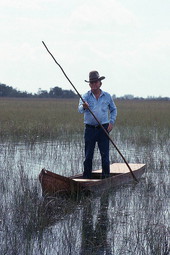 Glen Simmons navigating his way through the "River of Grass" on his glades skiff- Florida City, Florida.