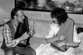 Autoharp player Charley Groth teaching apprentice Cheryl Belanger how to play the instrument- Tampa, Florida.