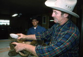 Saddlemaker Mike Wilder and apprentice Gregory Gaughan at work - Kenansville, Florida