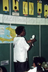 Liliane Nerette-Louis telling a story to elementary class - Boynton Beach, Florida.