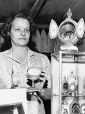 Lydia Boltin with her egg and paper mache art - Florida