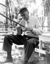 Reverend A.S. Barrows whittling a cane at the Florida Folk Festival - White Springs, Florida