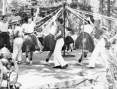 Madison Elementary School students winding the maypole at the 1972 Florida Folk Festival - White Springs, Florida