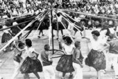 Children winding the maypole at the Florida Folk Festival - White Springs, Florida