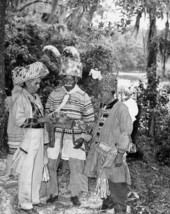 Seminole Indians, from left, Frank Shore, Billy Bowlegs III, and Josie Billie at the 1960 Florida Folk Festival - White Springs, Florida