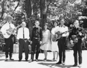 Marcel Ferguson (left), Mr. and Mrs. Hershall Wall, Julian Ferguson, Ernest Dees, and friends at the Florida Folk Festival - White Springs, Florida