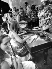 Susan Boyer Haley playing the psaltery at the Florida Folk Festival - White Springs, Florida.