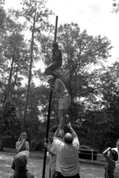 Greased pole climbing contest at Fourth of July celebration - White Springs, Florida