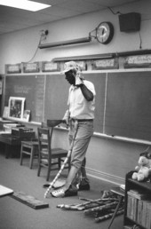 Man explaining sugarcane harvesting to class - Florida