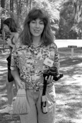 Florida Folklife Program staff member Debbie Fant at the 1988 Florida Folk Festival - White Springs, Florida