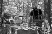 Tom Thompson, maker of white oak baskets, at the 1988 Florida Folk Festival - White Springs, Florida