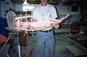 Johnny Singleton showing the progress of his model boat - Mayport, Florida.