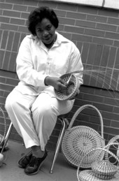 Margaret Garrison making sweetgrass baskets