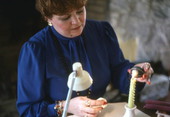 Sophia Moskaluk demonstrating Ukrainian egg decorating - White Springs, Florida