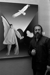 Benini, artist with his artwork - Tallahassee, Florida.