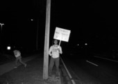 Protester during visit of Jerry Falwell - Tallahassee, Florida,