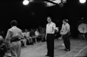 Joe Papp, Raul Julia and other actors on stage - Tallahassee, Florida.