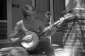FSU student Bornstein playing a banjo - Tallahassee, Florida.