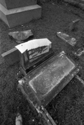 Vandalized tombstones at Old City Cemetery - Tallahassee, Florida.