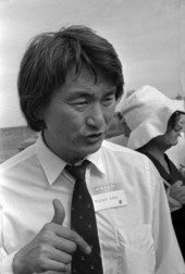 Michio Kaku, protestor at the demonstration - Cape Canaveral, Florida.