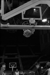 Basketball in the hoop during an FSU game - Tallahassee, Florida.