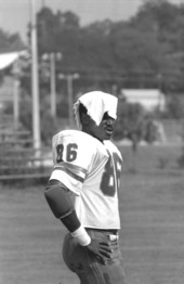 Football player at practice - Tallahassee, Florida.