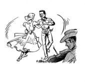 Sketch of square dancing by Bill Simpson