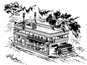 Sketch of "Belle of Suwannee" replica paddle steamer by Bill Simpson