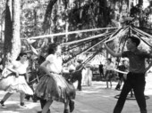 Fifth grade students from Madison Elementary School playing with a maypole- White Springs, Florida