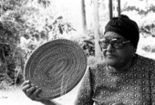 Portrait of pine needle basketmaker Ella Mae Huffman in Gainesville, Florida.