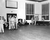 View showing servicemen at the Gainesville Recreation Department's Service Center.