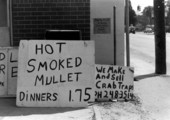 Hand painted signs selling mullet and crab traps- Tampa, Florida