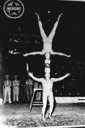 The Eriksons from Medrano "Le Cirque de Paris" performing acrobatic balancing act in Florida