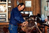 J.D. Cauley working on a saddle at his shop - Lakeland, Florida