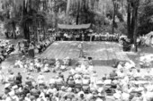 Fiddler Zeke Stephens of Marianna performs during the 1957 Florida Folk Festival- White Springs, Florida