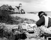 Visitor painting Gilbert's Bar House of Refuge - Stuart, Florida .