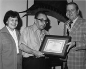 Sports writer Tommy Anderson receiving merit award from DNR executive seceretary Harmon Shields - Tallahassee, Florida