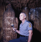 Florida Park Service park ranger Herbert Hollister guidng tour in Florida Caverns State Park- Marianna, Florida.