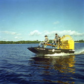 Florida Marine Patrol officers in patrol airboat