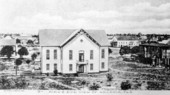 Bird's eye view showing the De Soto County Courthouse - Arcadia, Florida