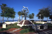 View showing the commemorative sculpture in Space View Park near the U.S. Space Walk of Fame Museum in Titusville, Florida.