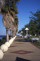 Sidewalk in Space View Park near the U.S. Space Walk of Fame Museum in Titusville, Florida.