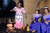 View showing Kaui Brandt with some of her dance students at the Disney Polynesian Resort in Orlando, Florida.