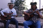 Musicians Roy Pang, left, and Charles K. Smith performing Hawaiian music in Melbourne, Florida.