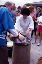 Mochi rice cakes being made during a festival at the Morikami Museum in Delray Beach, Florida.