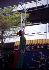 View showing a balancing act at a Chinese New Year celebration in Miami, Florida.
