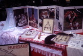 Hungarian embroidery with other items on display at the 2003 Florida Folk Festival.