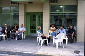 Men outside Angel's Coffee House - Tarpon Springs, Florida.