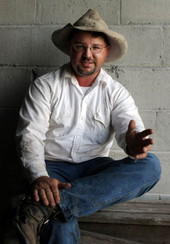 Portrait of cowboy Doyle Rigdon.