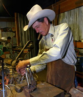 Billy Davis making spurs in Florida.